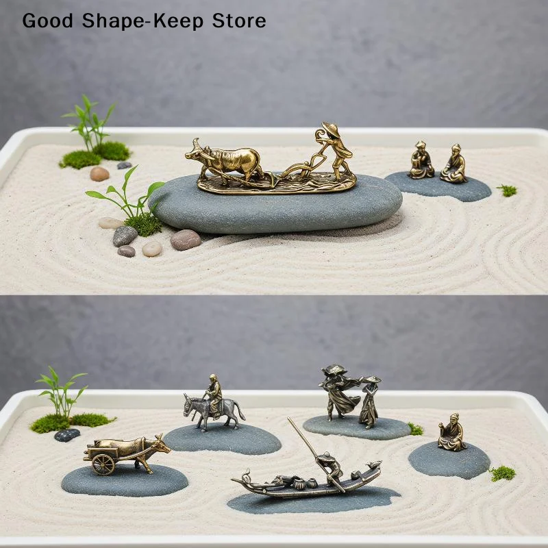 dailyRetro Brass Tea Pet Hand Carved Metal Craft Desktop Ornament Home Decor Collection Gift for Traditional Tea Ceremony Lovers
