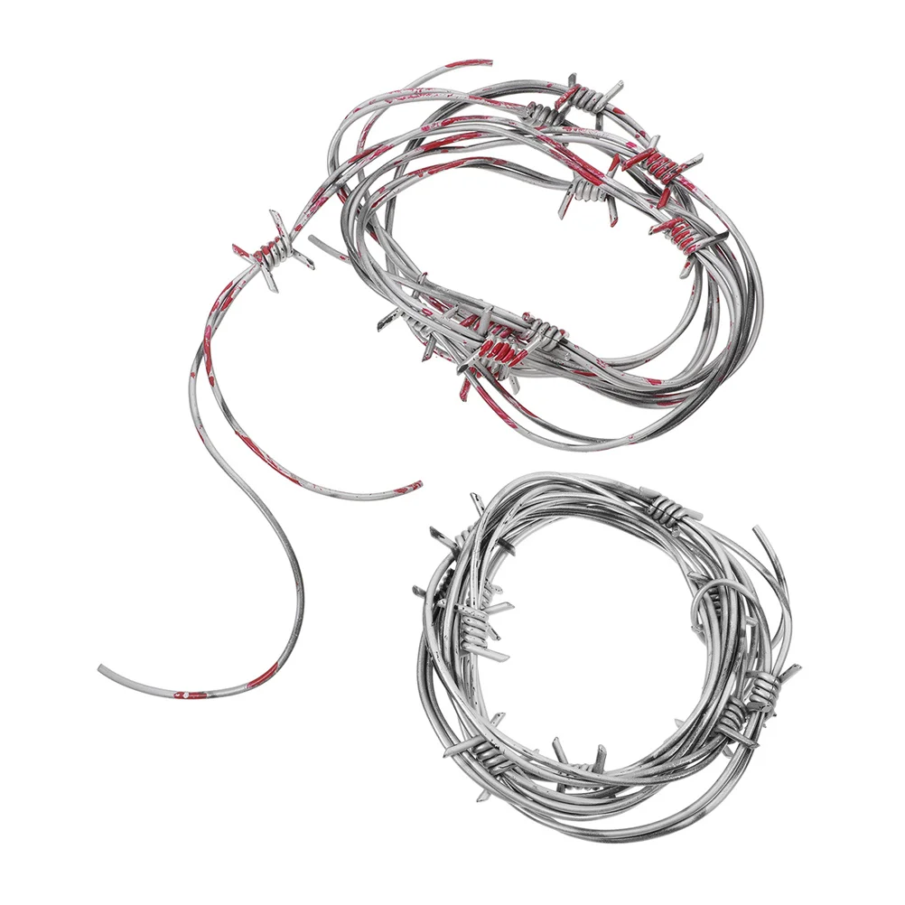 2Pcs Halloween Barbed Wire Plastic Gothic Chain Prank Decoration Haunted House Fake Barbed Wire Garland