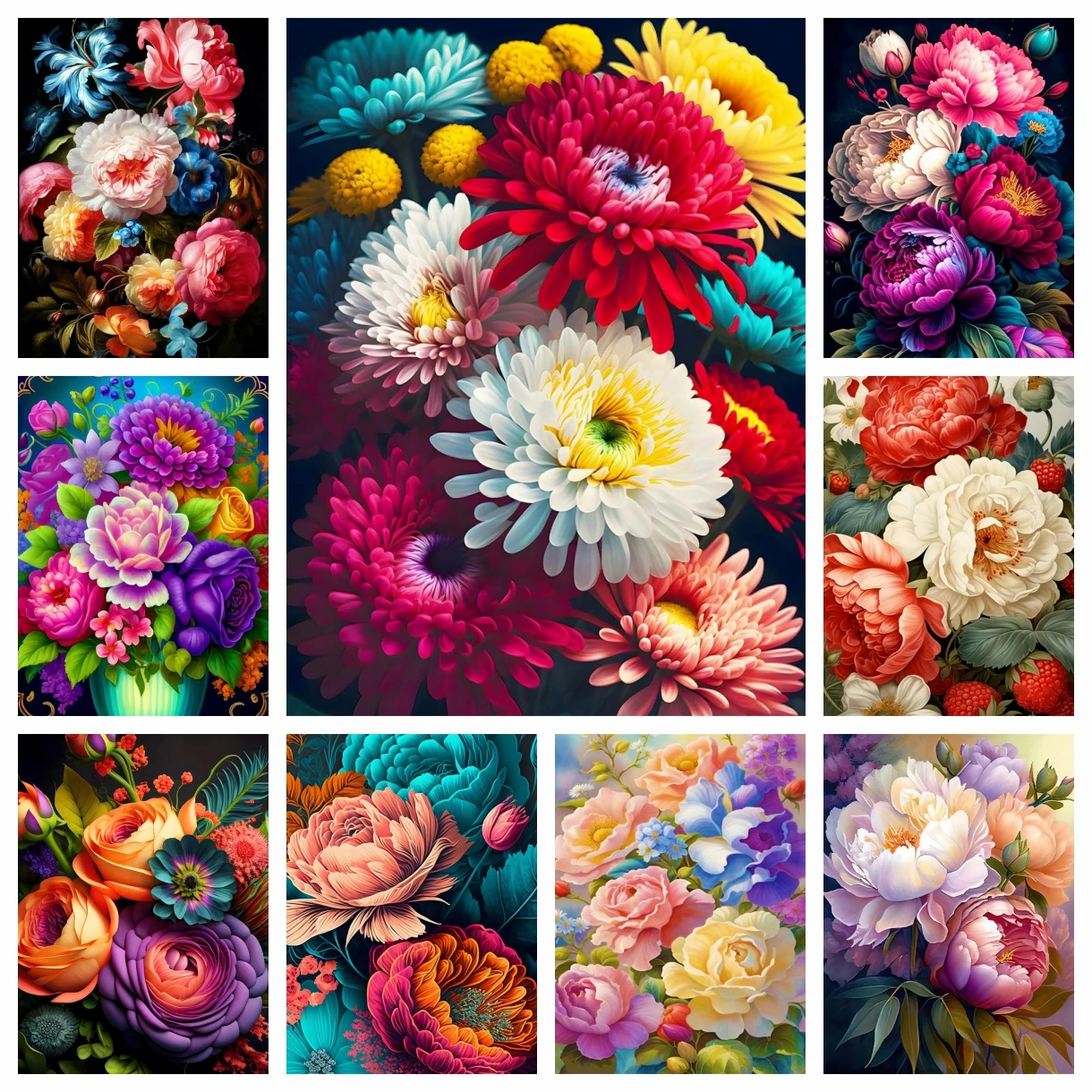 Pfingstrose Diamant Malerei Blume Handarbeit Stickerei Buntes Bild Strass Mosaik Handwerk