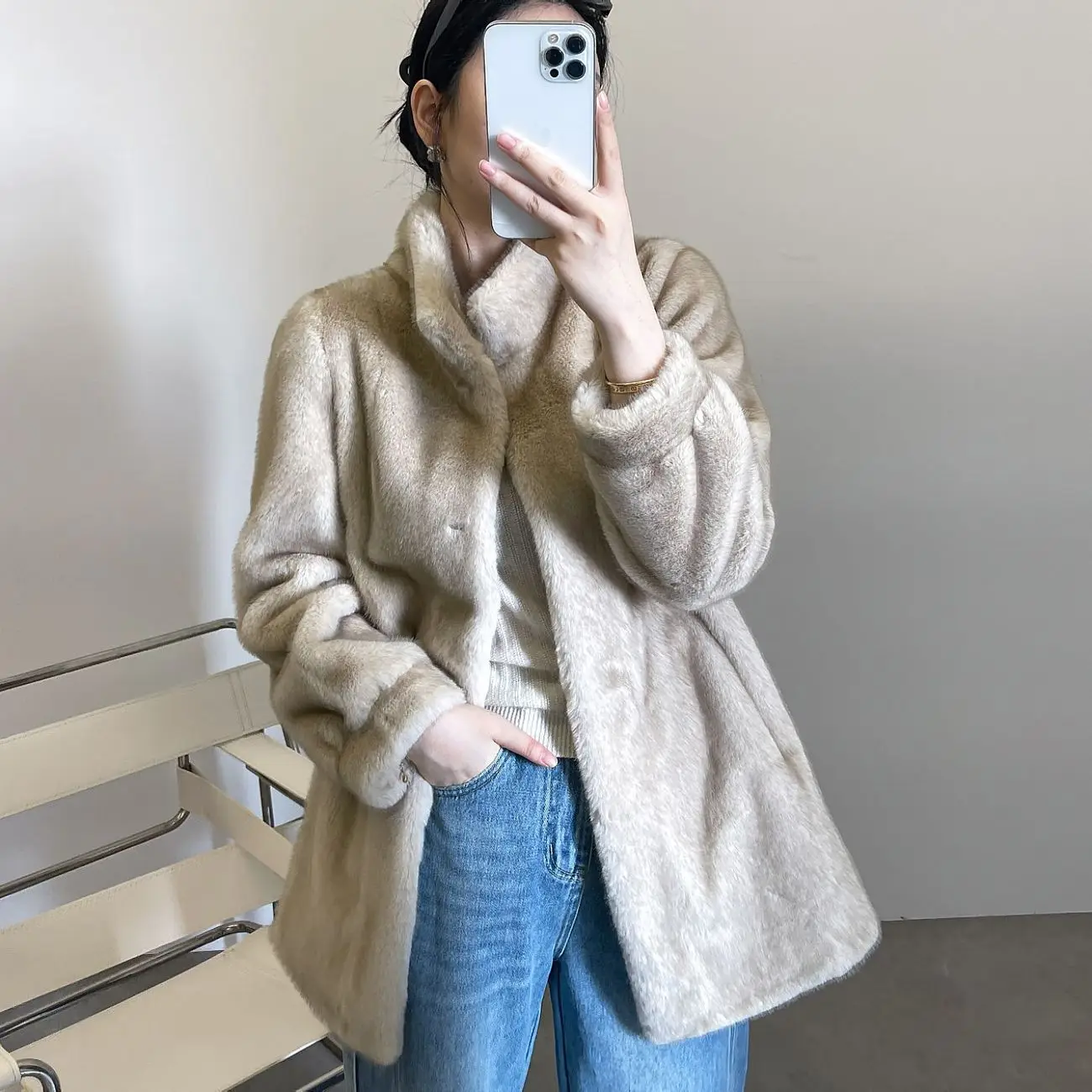 2026 Women Mitation Mink Fleece Fur Coat Thicken Warm Plush Fur Overcoat Female Winter Soft Elegant Faux Fur Jacket Outwear