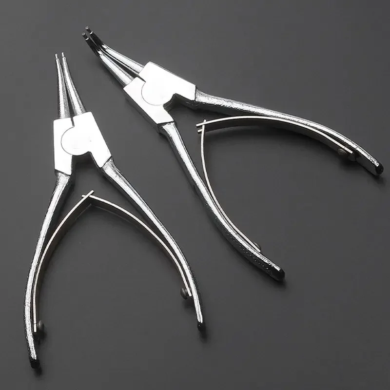 Pinze per anelli elastici di precisione, pinze per anelli di bloccaggio con punta dritta/angolo da 6 pollici, diametro foro 1,2 mm, pinza per anello di bloccaggio per maniglia della porta щипцы