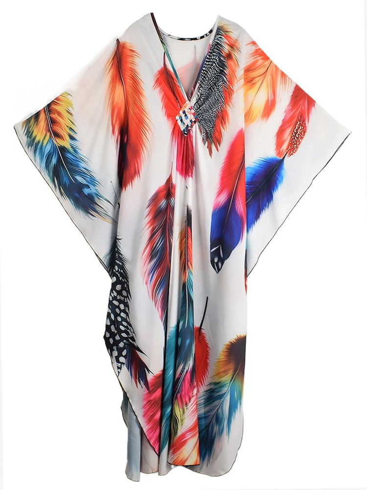 XITAO contraste couleur impression dessin animé femmes robe plage mince confortable manches chauve-souris col en v pull mode tenue décontractée GJ1207