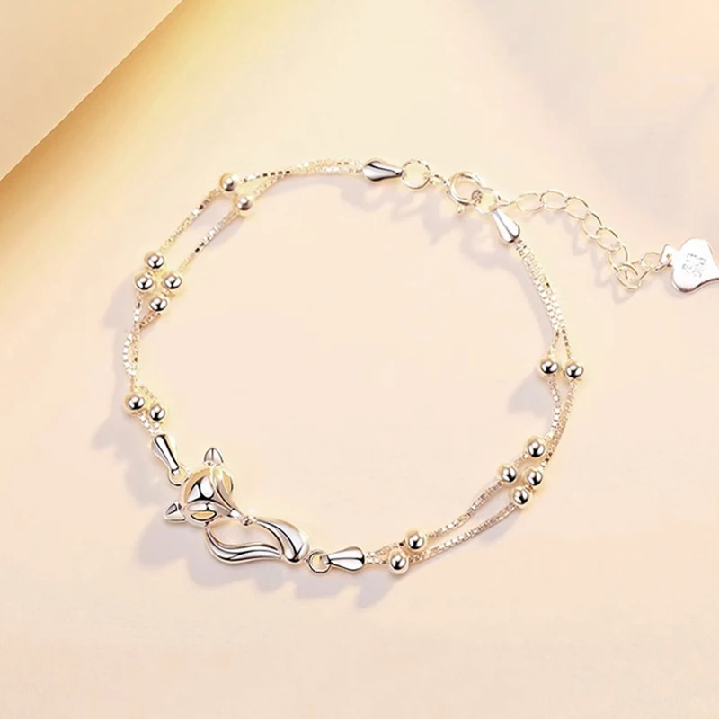 Cute Stylish Fox Bracelet Silver Color For Girl Woman Fashion Accessories Jewelry Gift