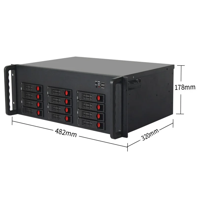 

IPFS 12 Bay Nas Server Case For Network Storage Hotswappable 19 Inch Industrial 4u Pc Chassis With 3.5" HDD
