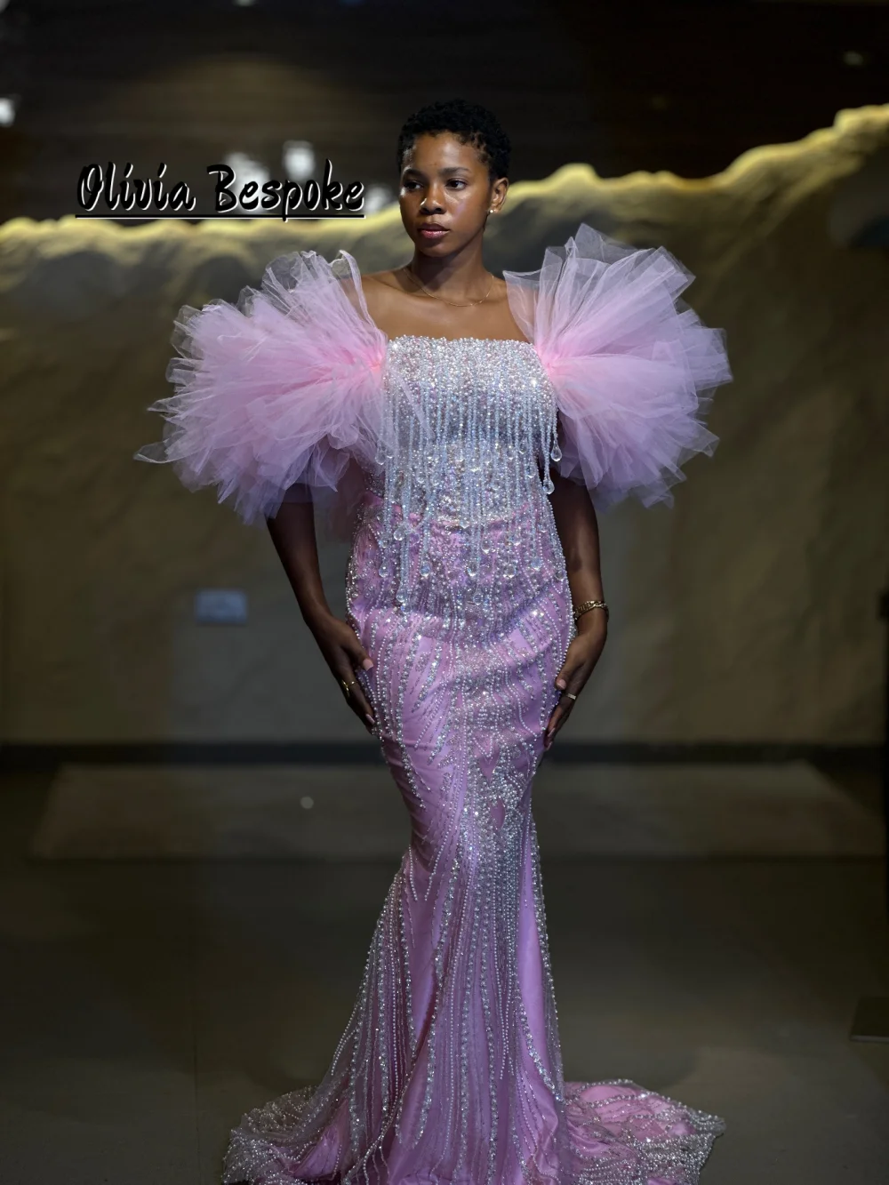 

Light Pink Aso Ebi Prom Dress 2k26 Ruched Shoulder Luxury Blackgirls Beaded Mermaid Evening Dress Wowed Formal Party Customized