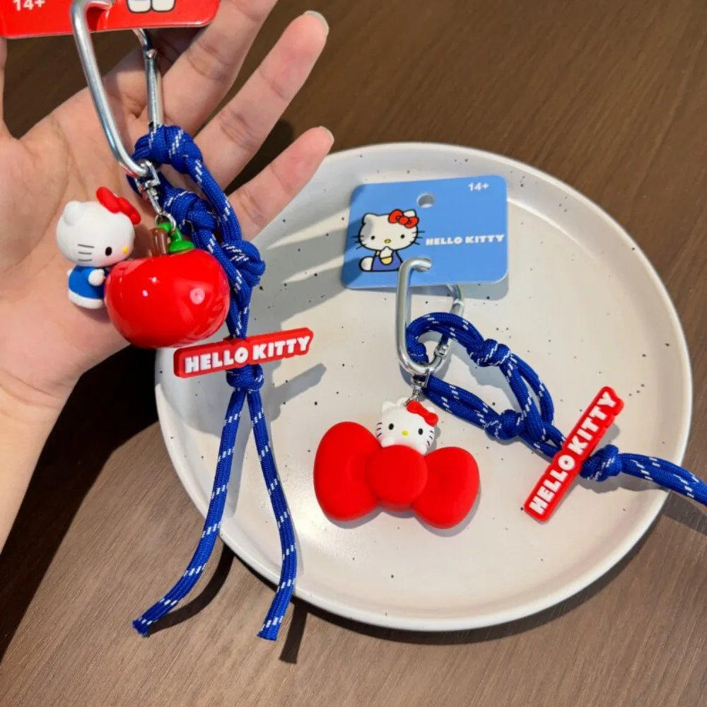 

Sanrio Cartoon Genuine Hello Kitty Bow Doll Keychain Women's Bag Pendant Cute Girl Phone Wrist Strap Chain Phone Pendant Charm