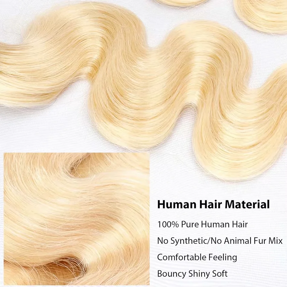 30 50Inch Colored Blonde 613 Body Wave Bundles Human Hair 3/4 Bundle 100% Brazilian Loose Wave Raw Human Hair Bundles Extensions image 3