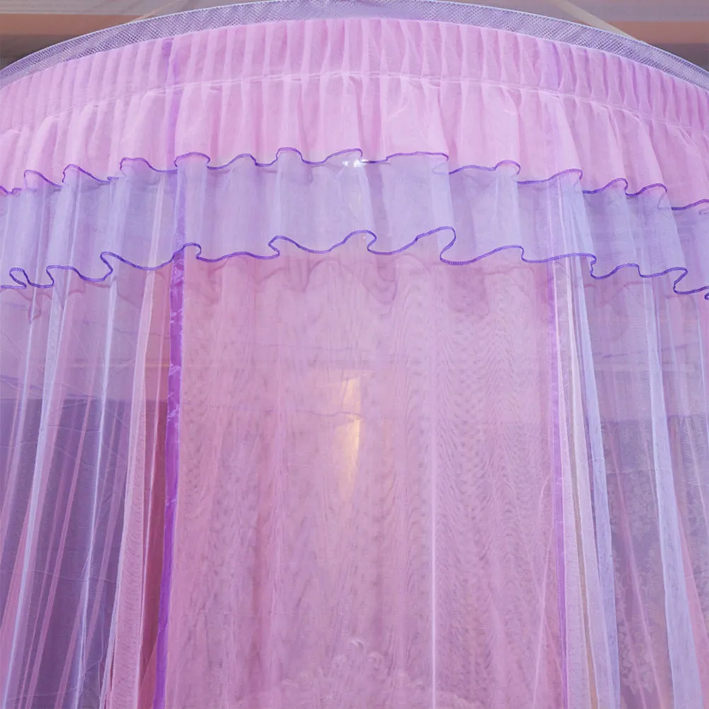 

Dome Mosquito Net Pink Purple Bed Canopy Romantic Multipurpose Lace Breathable Soft Polyester Fiber Prevent Insects Bedroom