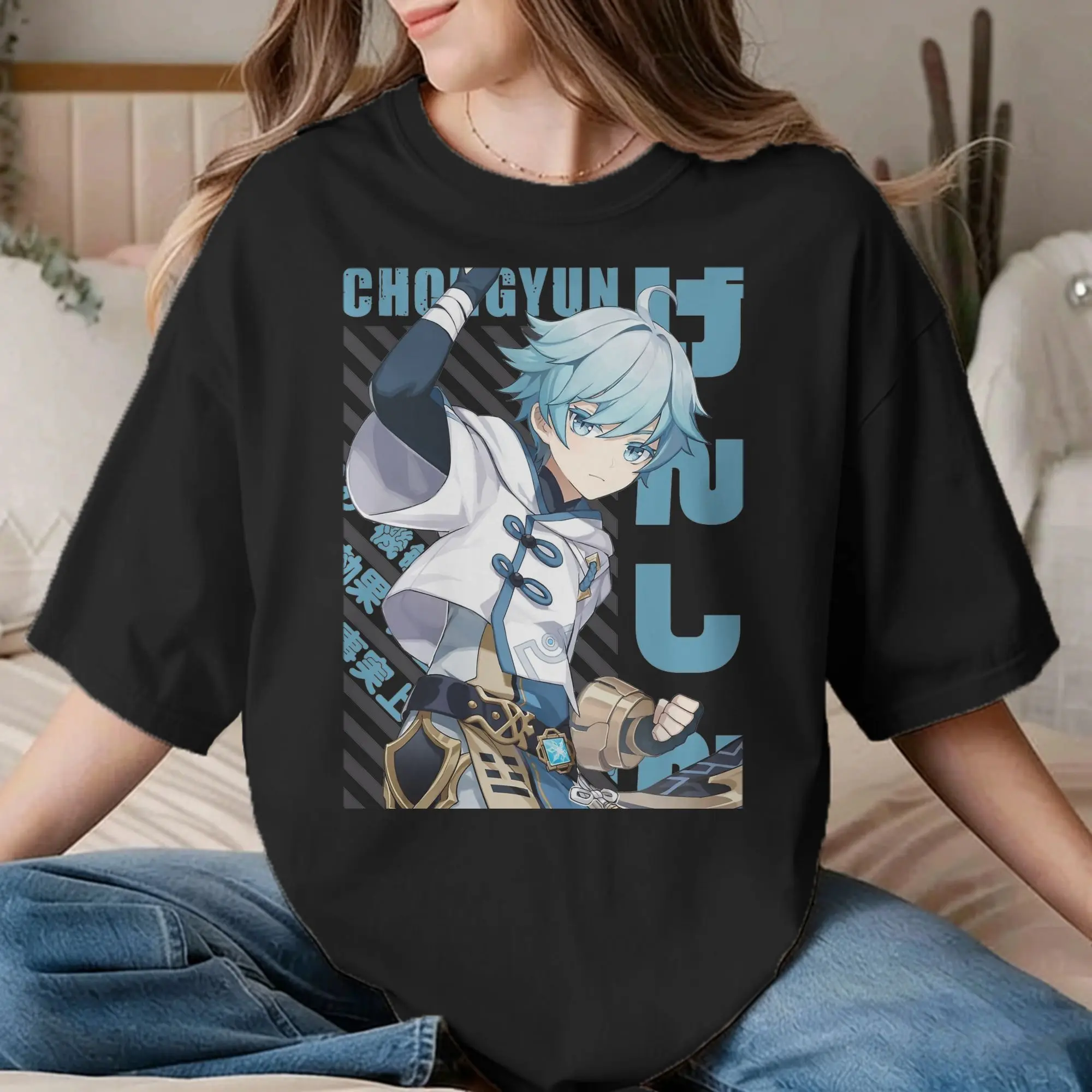 Men Women's Genshin Impact Chongyun T Shirt  Cotton Tops Fashion Short Sleeve Round Collar Tees Graphic T-Shirt