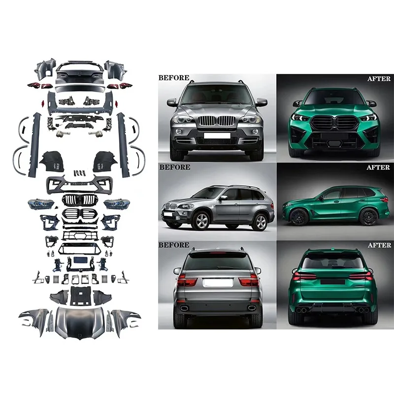 X5 E70 2007-2014 Upgrade Latest Style Full Bodykit Front Rear Bumper Side Skirt Exterior Mod Parts view 3