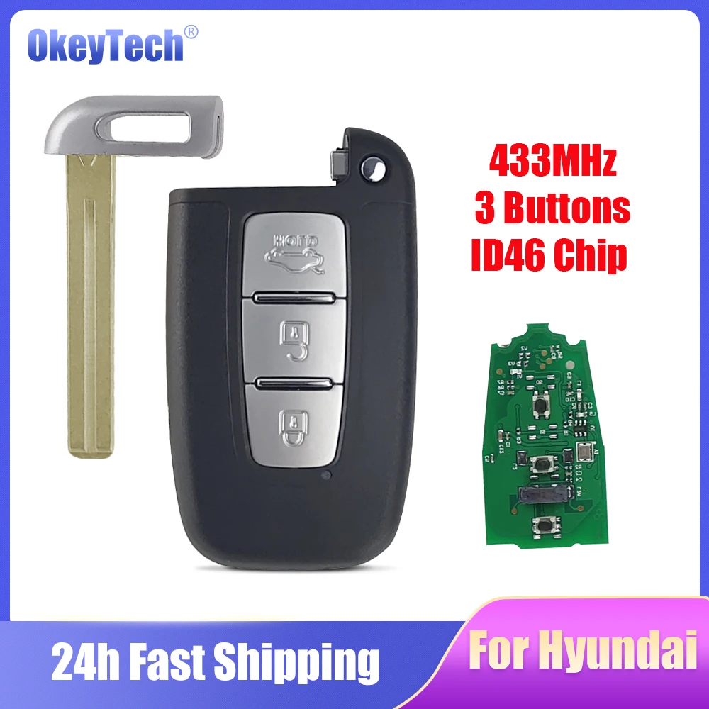 

Okeytech 433Mhz Car Remote Smart Key for HYUNDAI Tucson IX35 Accent Veloster Sonata Solaris SantaFe Verna I45 I30 SVI-MDFEU03