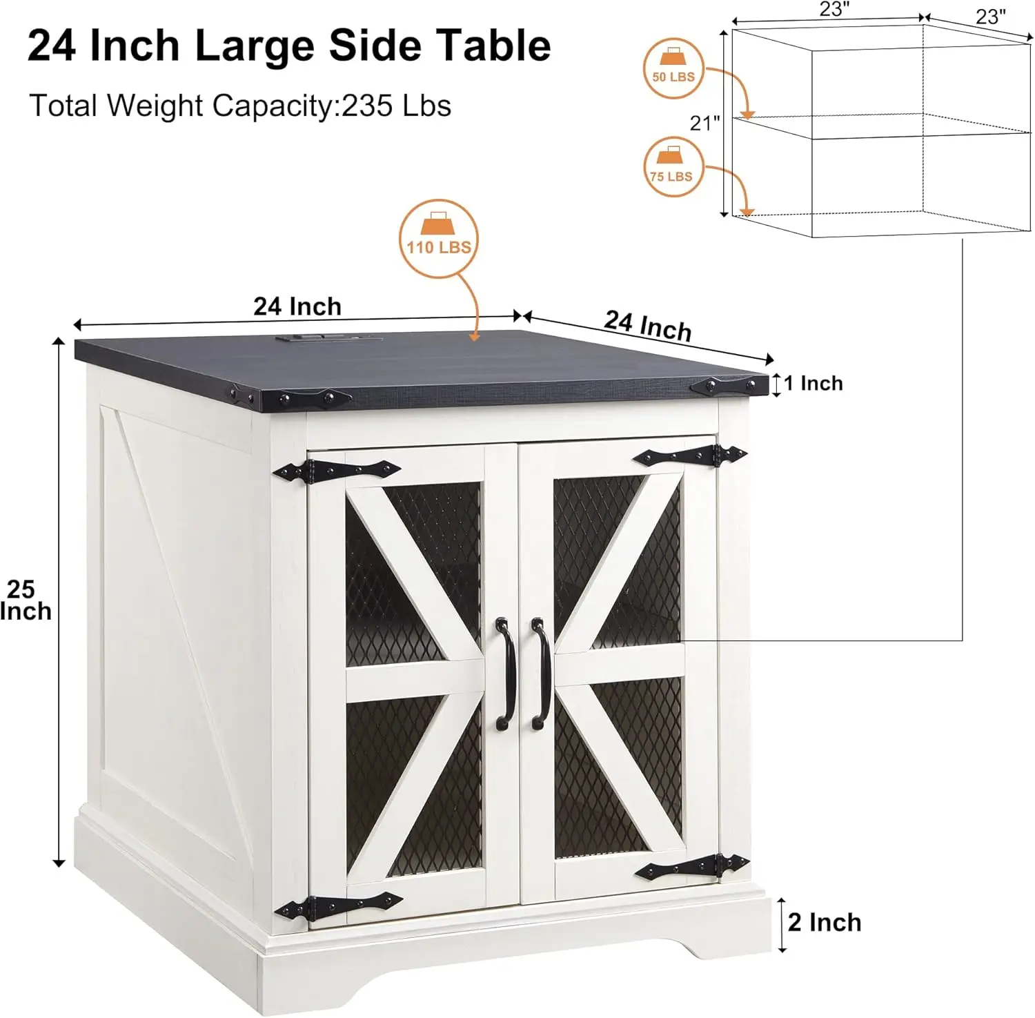 JXQTLINGMU Farmhouse End Table 24