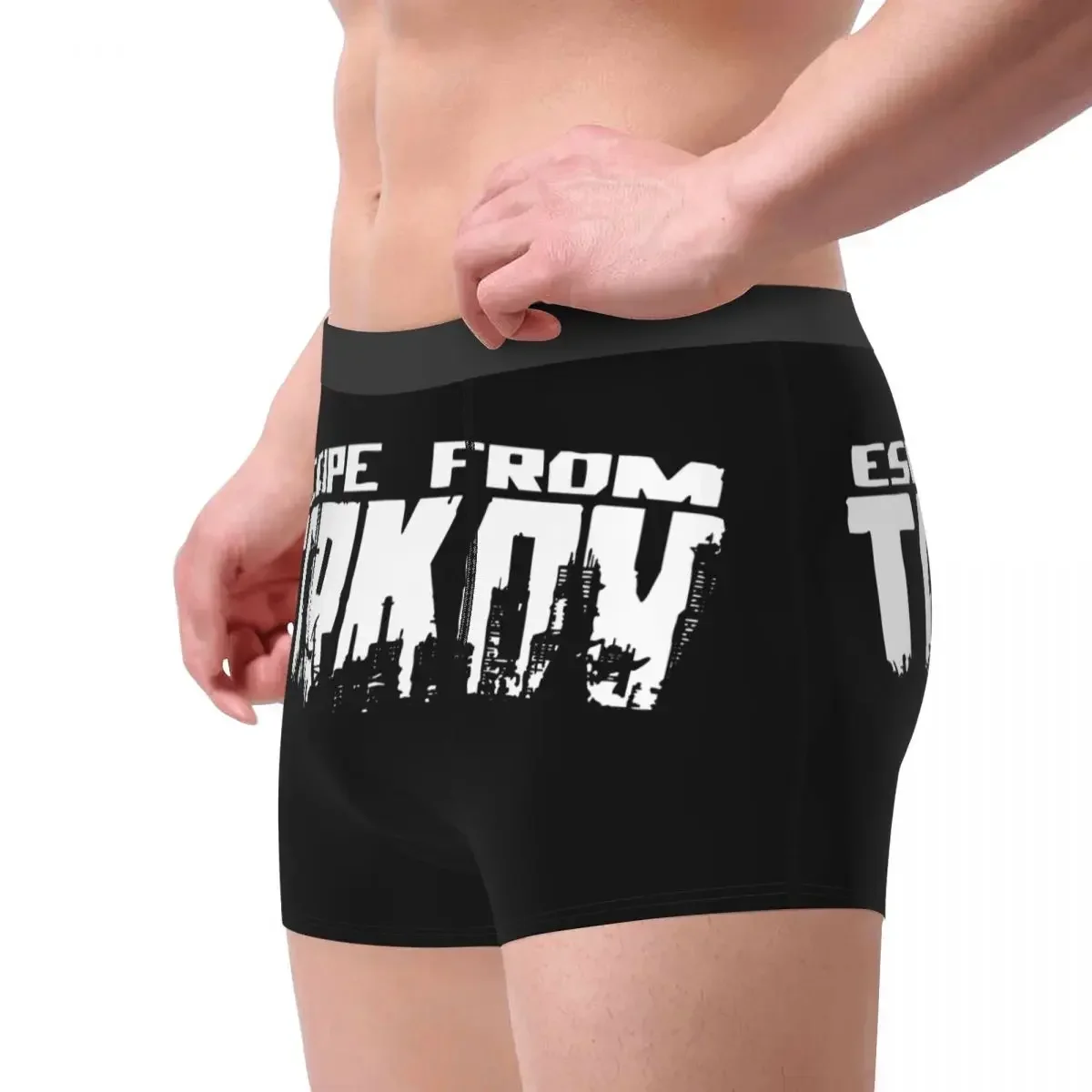 Sexy boxer shorts calcinha briefs masculino escape de tarkov logotipo roupa interior sobrevivência atirador jogo meados de cintura cuecas plus size