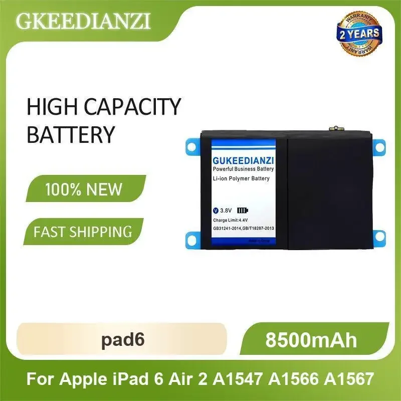 

pad6 Tablet Battery For Apple iPad 6 Air 2 A1547 A1566 A1567 8500mAh High Capacity