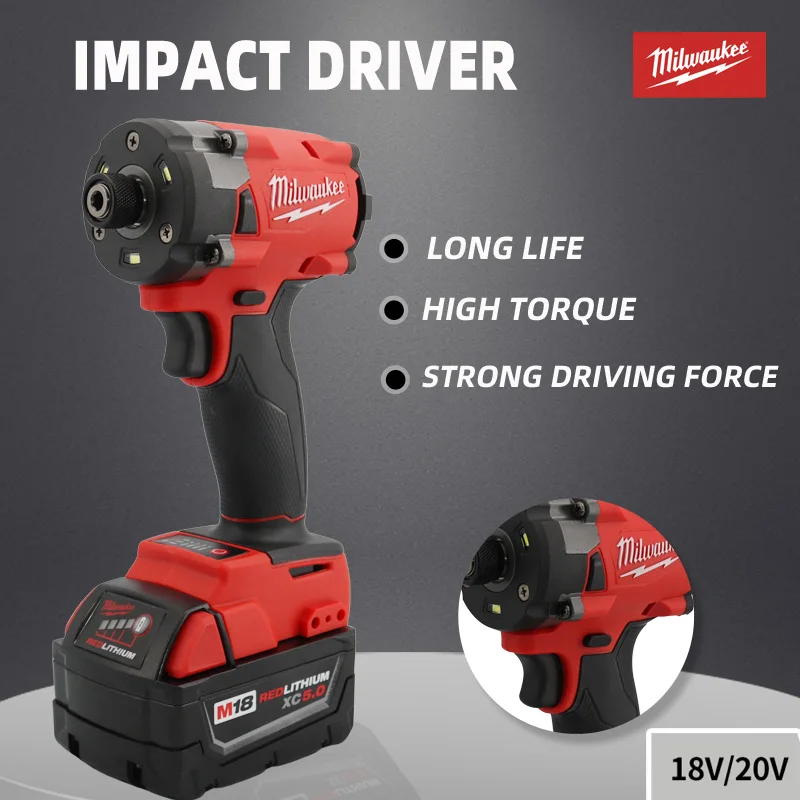 Milwaukee 18V Lithium battery Brushless Impact Driver 300NM Rechargeable Cordless 1/2 Impact Wrench Screwdriver Power Tools