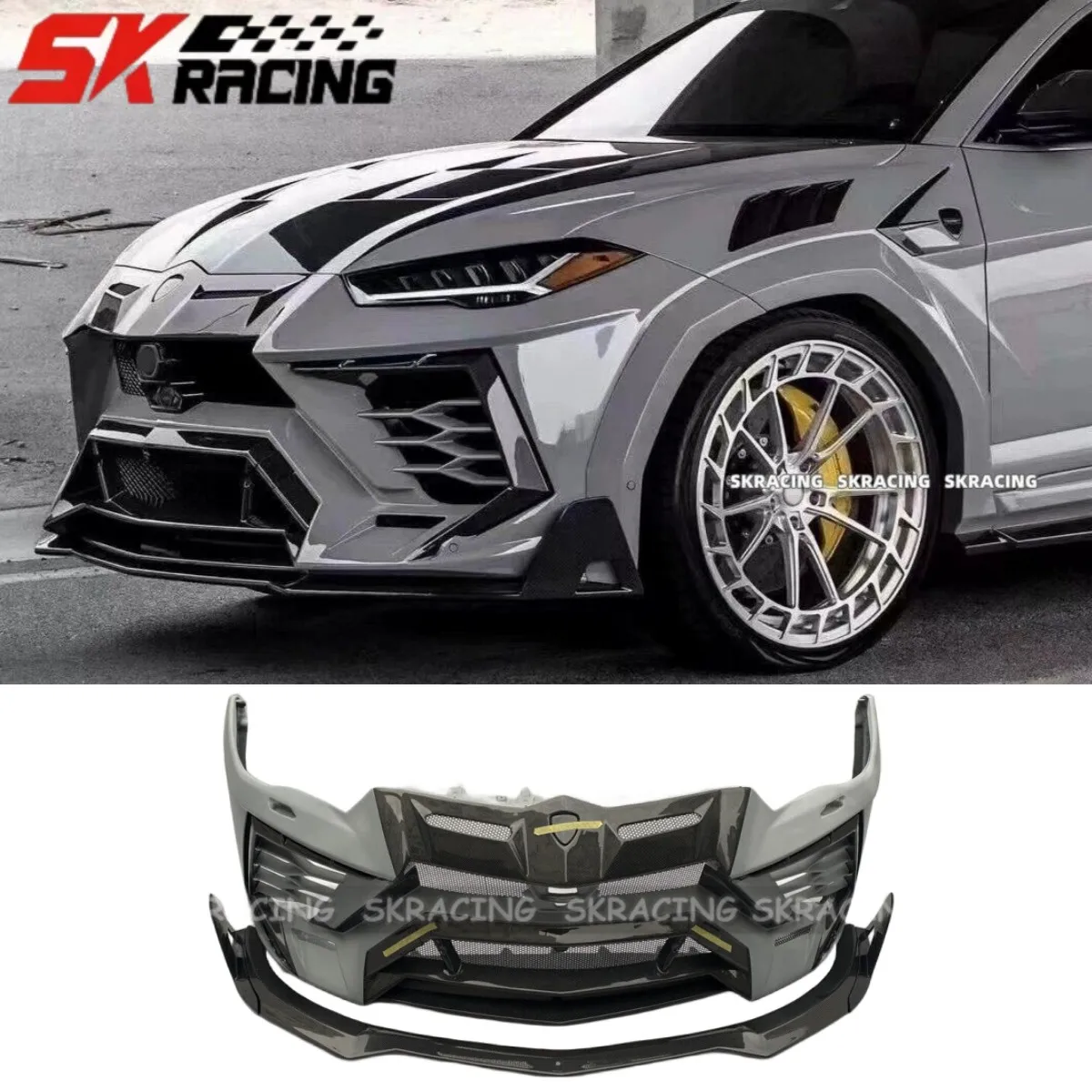 Fits For 2018-2022 Lamborghini Urus Real Carbon Fiber With High Quality Resin Front Bumper Lip Exterior Body Kits Protective Kit