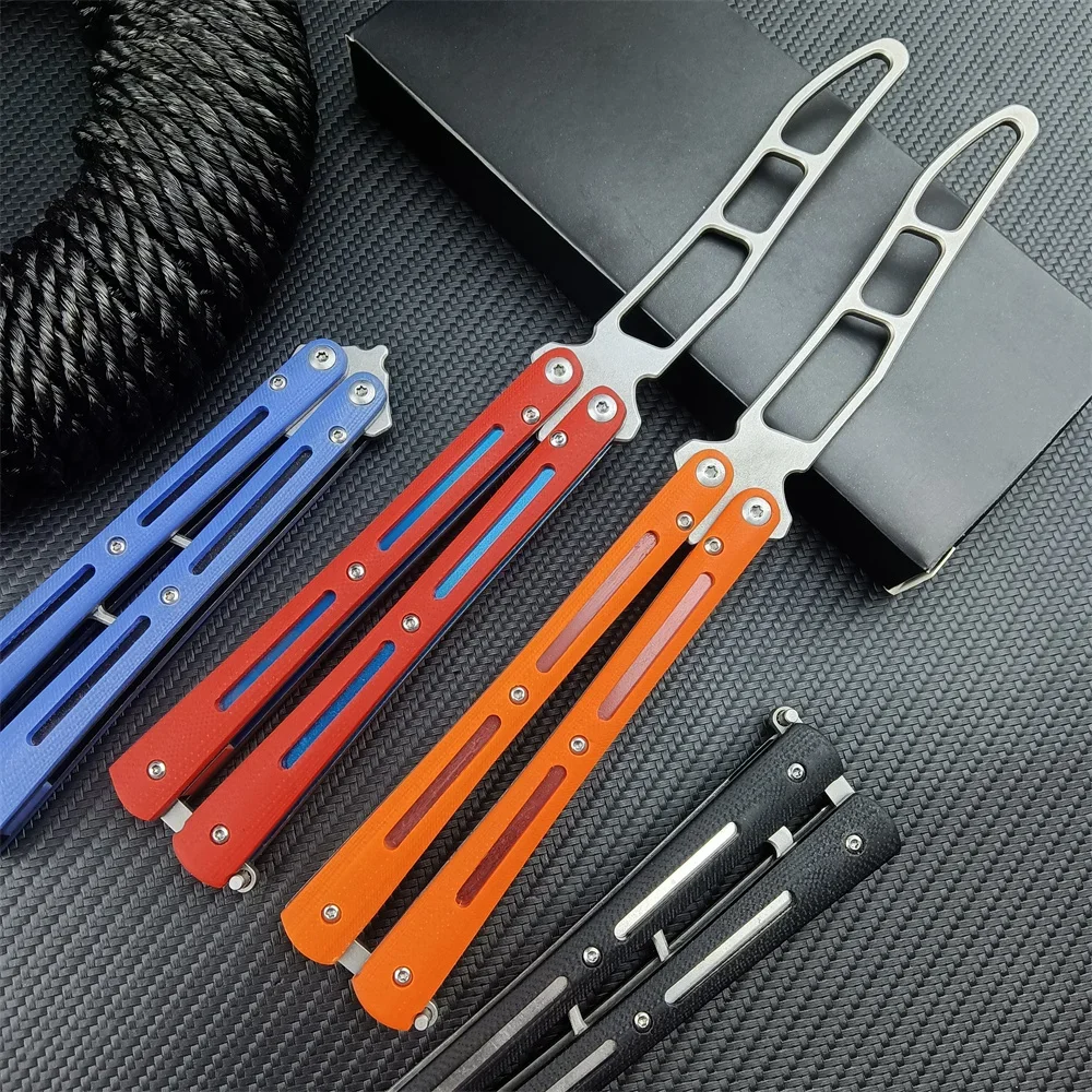 Portable Folding Butterfly Knife Trainer 440C Blade EDC Pocket Practice Training Tool for Outdoor Games Hand Movements No Edge