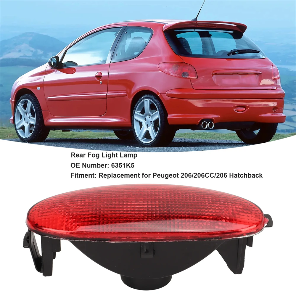 

​Car Rear Fog Light Cover without Bulb 6351K5 Low Energy Consumption Long Lasting for Peugeot 206 206CC 206 Hatchback Accessory