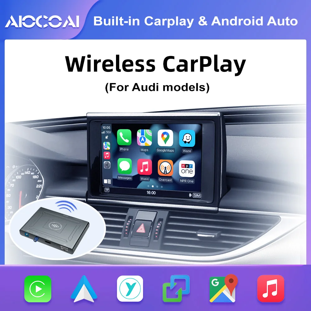 Wireless Carplay Android Auto Retrofit For 2010-2018 Audi A3 A4 A1 A5 A6 A7 A8 Q2 Q3 Q5 Q7 Airplay Mirror link Interface Box