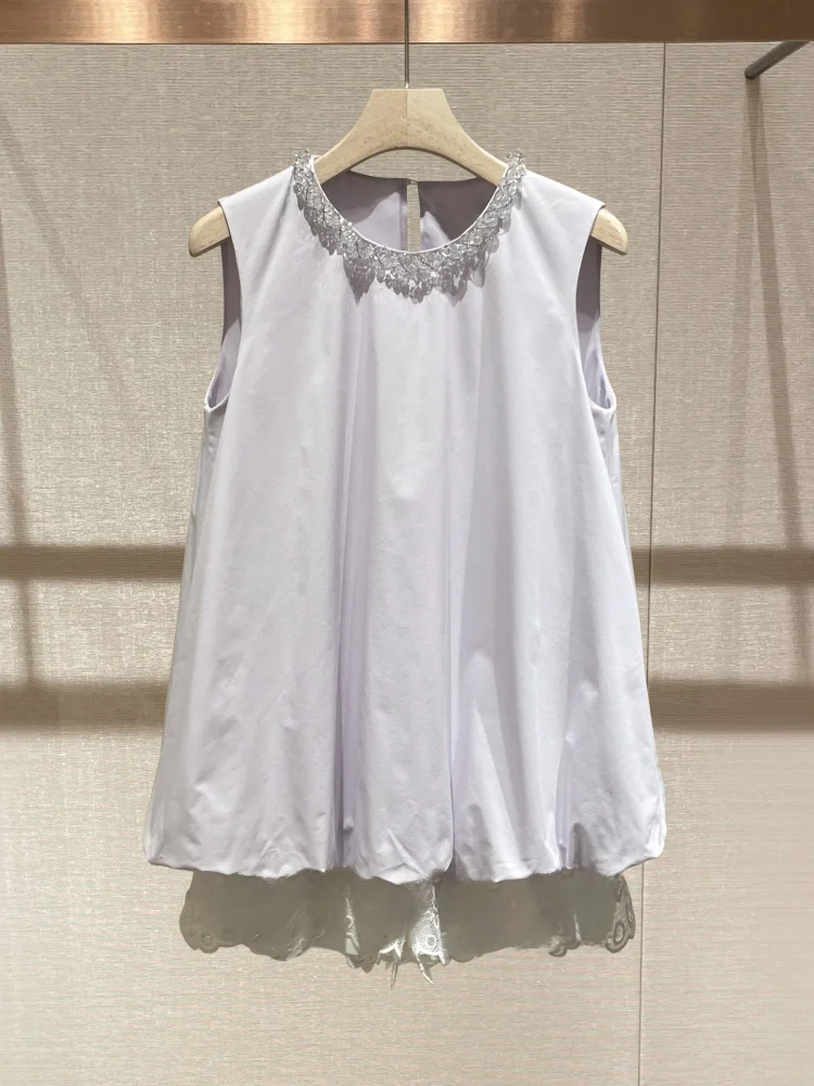 

Summer New round Ne Svel Embroidered Wide Leg Pants ort Set Flud Top orts Jolly Note Women's Faion Set