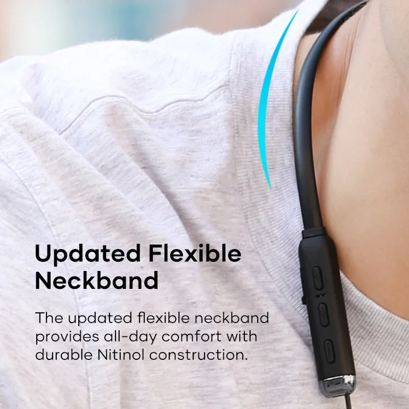 Wavefun Flex3 Bluetooth Neckband Earphones 24bit aptX HD Wireless Headphones with 10mm Titanium Speakers 30 Hours Music Playtime
