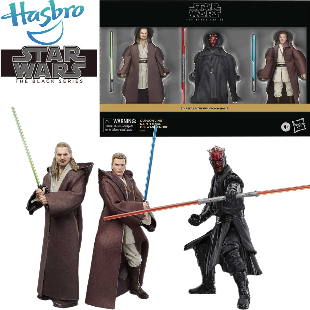 In Stock Original Hasbro Star Wars The Black Series Darth Maul Qui-Gon Jinn Obi-Wan Kenobi 3 Pack Collectible Action Figures