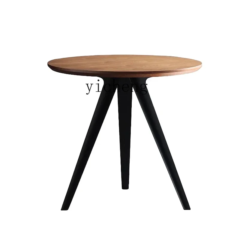 

solid wood dining table small household round table restaurant dining table reception negotiation