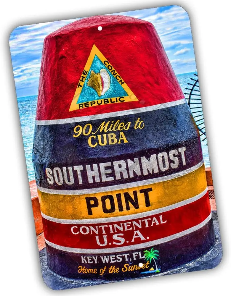 1p,The Conch Republic Key West The Southernmost Point  Metal Sign