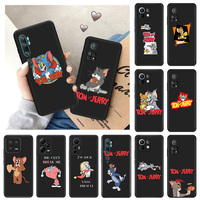 Soft Cases for Xiaomi 13 12 Lite 12t 12x Redmi Note12 Note13 Pro Plus 5G 13c 4G 12c 12s Tom and Jerry Black Phone Case Cover