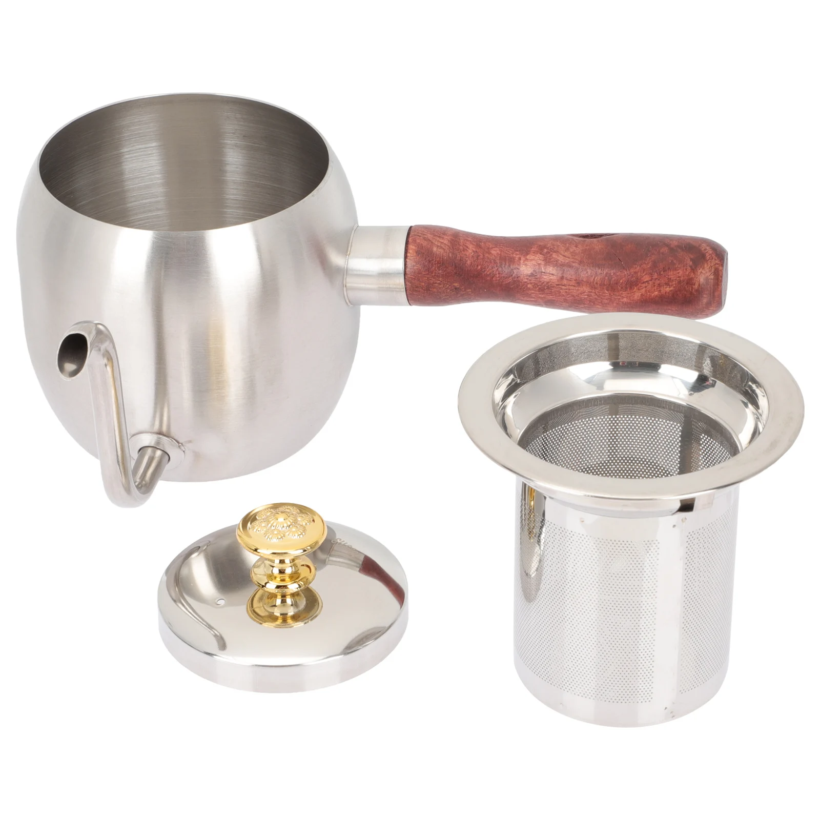 

Wood Grain Hand-pour Kettle Long Spout Stainless Steel Smooth Surface Easy Clean Coffee Pot Vintage Teapot Kitchen