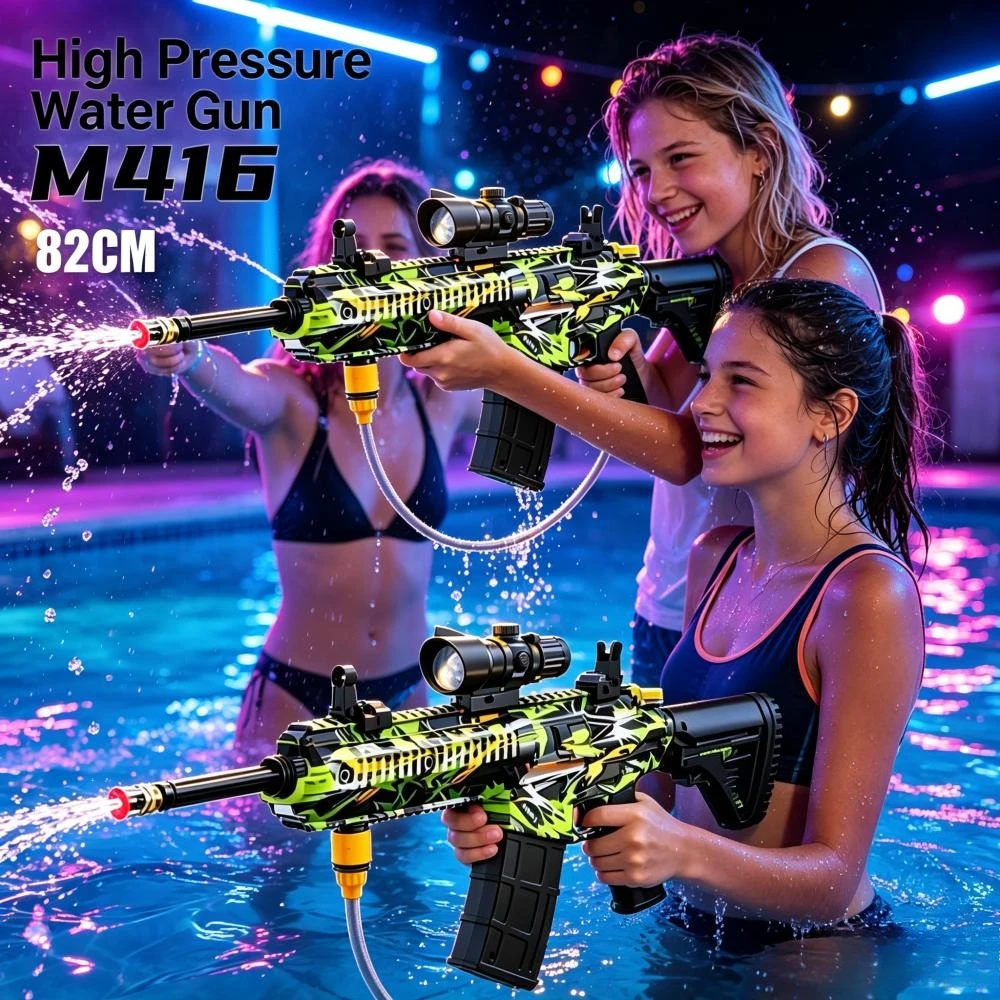 M416 Electric Water Gun Full Automatic Continuous Shooting Water Blaster Summer Pool Water Battle Multi Functional Toy