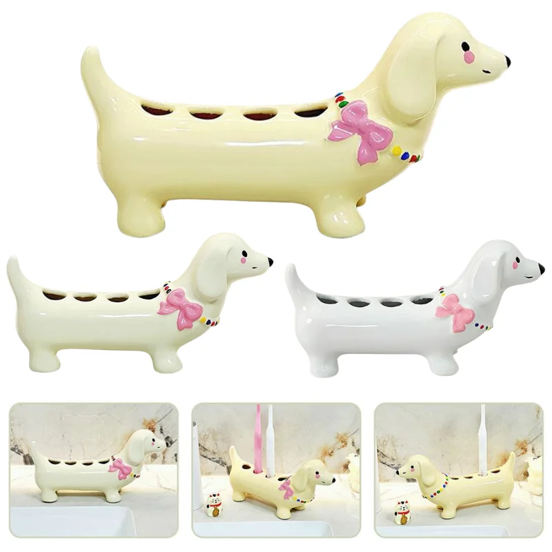 

Керамический держатель для зубных щеток в виде мультяшной собаки, крючок для бритв, полка для хранения, органайзер для ванной комнаты, аксессуары для дома