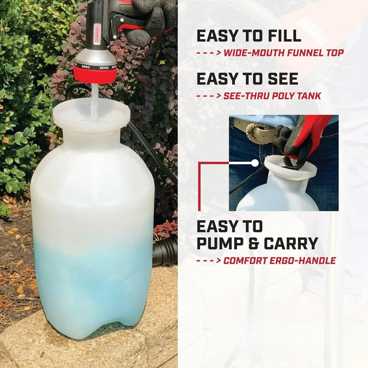 

20024: Value Pack, 2-Pack, 2-Gallon Lawn and Garden Poly Tank Sprayer with Anti-Clog Filter for Fertilizers