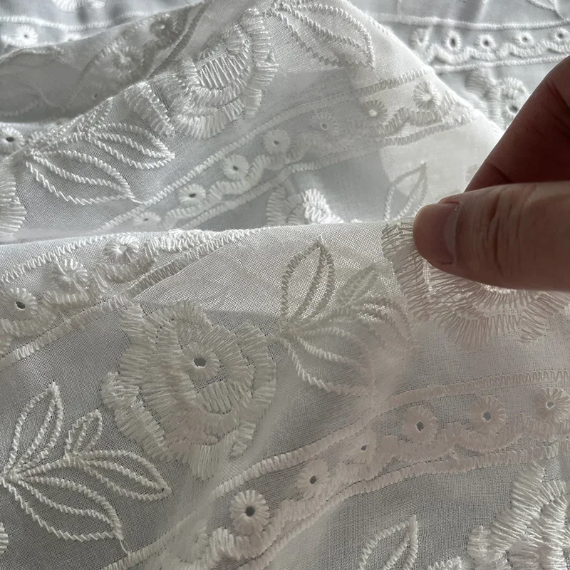 

Embroidered Rose Lace Fabric Sheer Blouse Dress DIY Handmade Sewing Material
