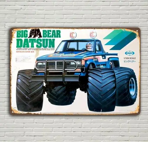 1p,Vintage Rc Car Metal Sign Poster - Marui Big Bear Datsun Truck - 20x30cm