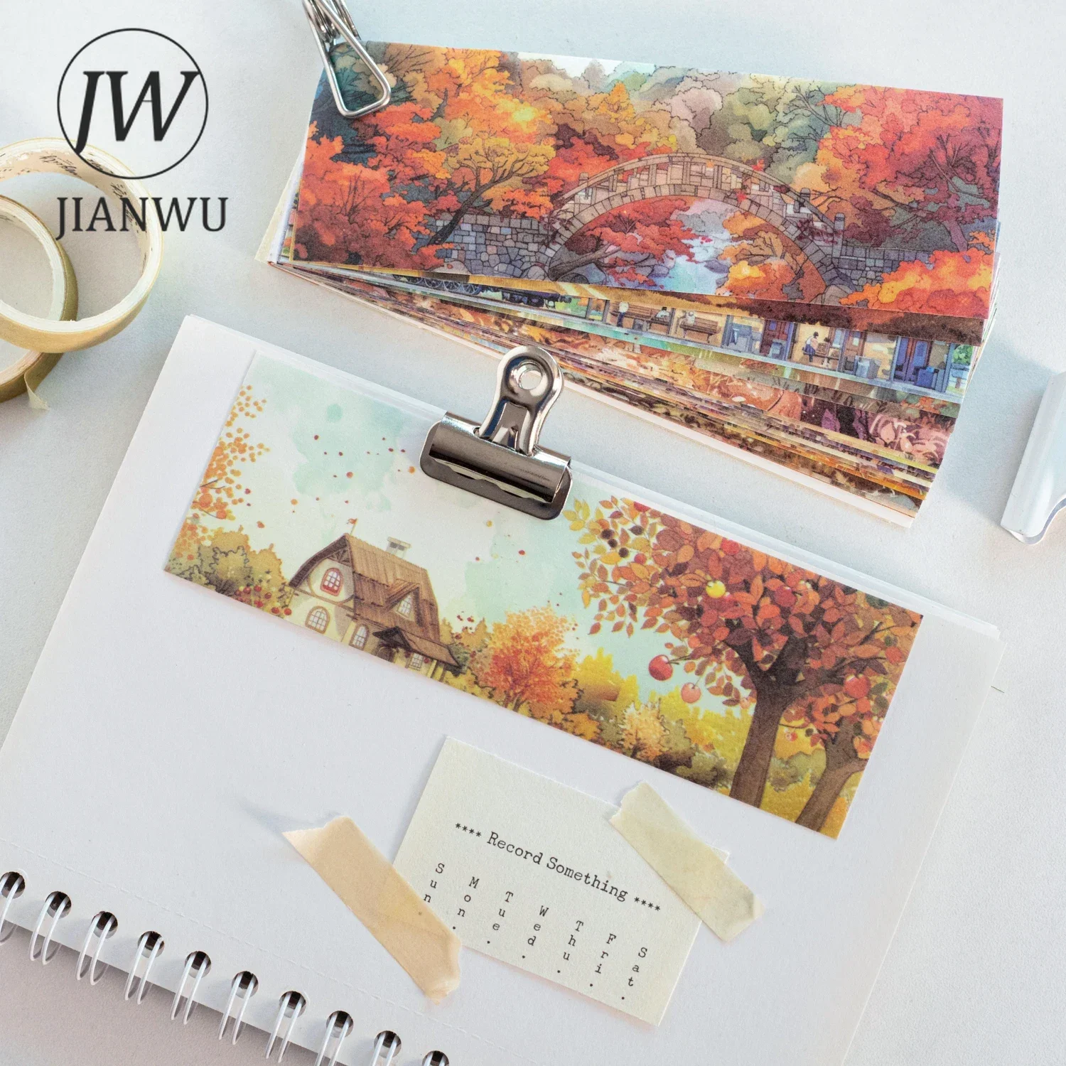 JIANWU Vintage Season Sence Tree Flower Landscape aterial Collage Scrapbooking Sticker Book Creative DIY Journal MStationery - view 3