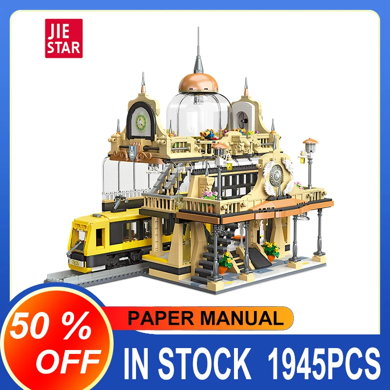 

New 89136 1945pcs MOC Construction European Style Train Station Building Blocks Bricks Assembling DIY Toys for Children Gift Set