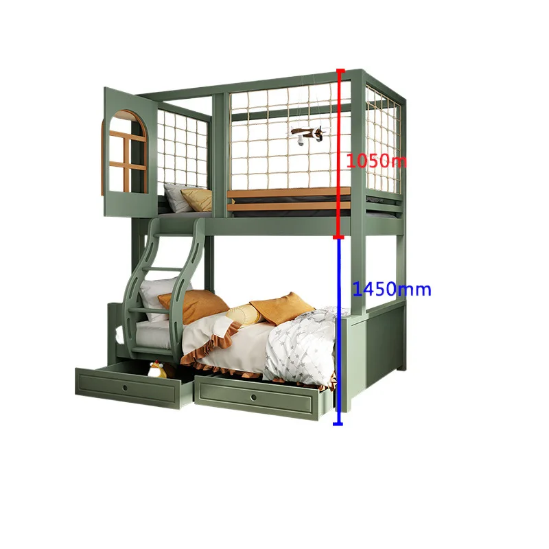 Bunk top and bottom two floors Boys high and low, girls Mother and child beds Slide beds