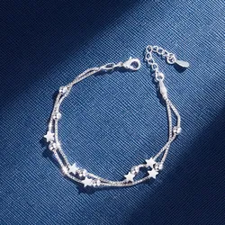 Fine 925 Sterling Silver Chain Stars Bracelets For Women Charms Fashion Designer Party Wedding Jewelry Holiday Gifts