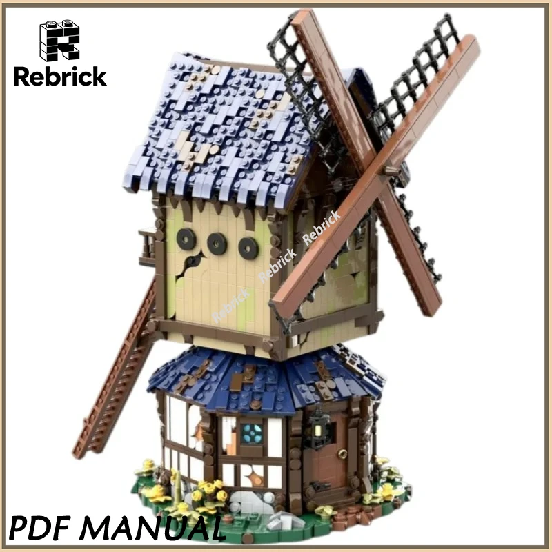 

Конструктор MOC 2946 деталей: Средневековый Фэнтезийный Дом-Ветряная Мельница в Рустикальном Стиле, Набор для Сборки Своими Руками для Взрослых