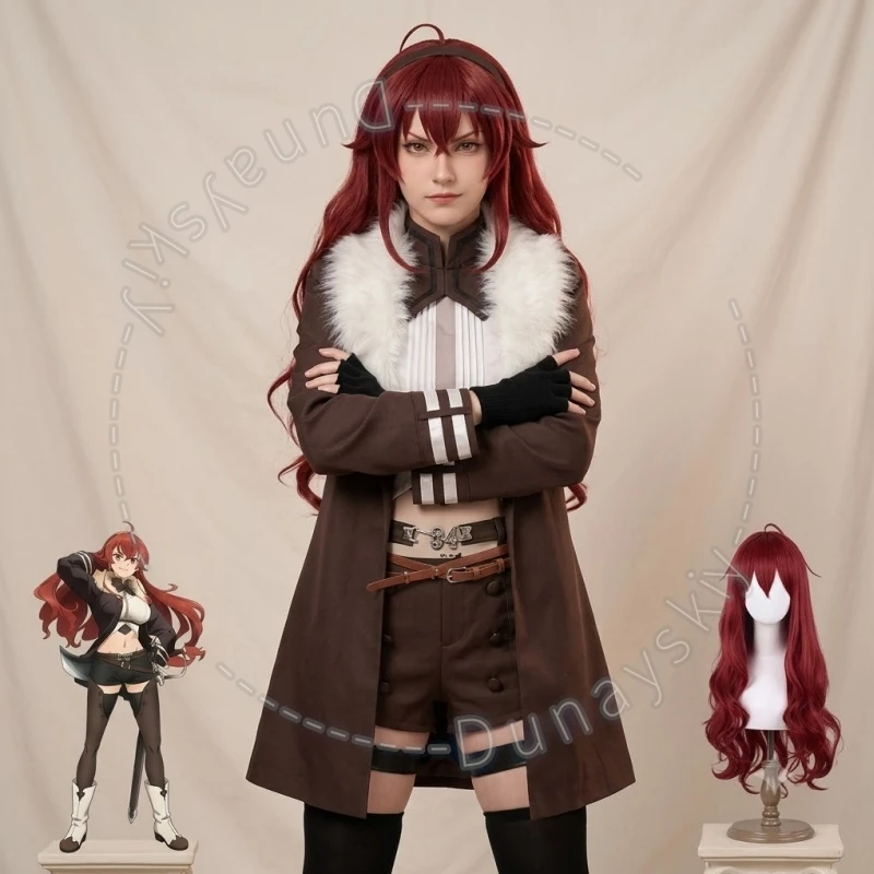 Костюм для косплея Эрис Бореас Грейрат из аниме Mushoku Tensei: 3-й сезон, Хэллоуин, стиль панк, коричневая куртка, мини-шорты, парик