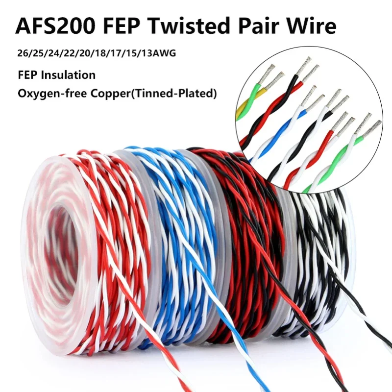 AFS200 FEP Insulation Twisted Pair Wire 15AWG Tinned Copper High Temperature Resistant Electrical Wire