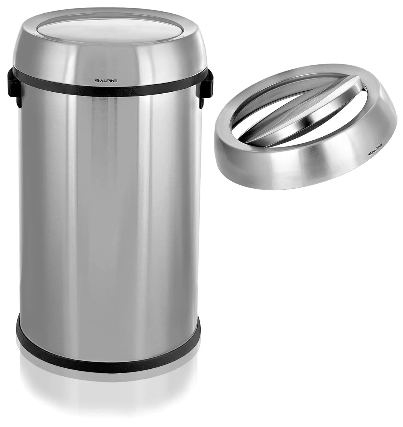 

Steel Trash Can with Swing Top - Large 65 Liter /17gallon Metal Round Trash Can with Odor Control Design (Heavy Duty)