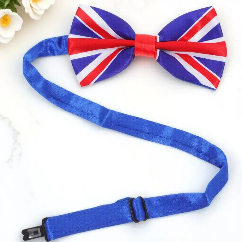 

Uk Flag Bowtie Men Polyester Yarn Big Novelty Patriotic Bowknot Smooth Slight Classic Design Wedding Engagement Formal