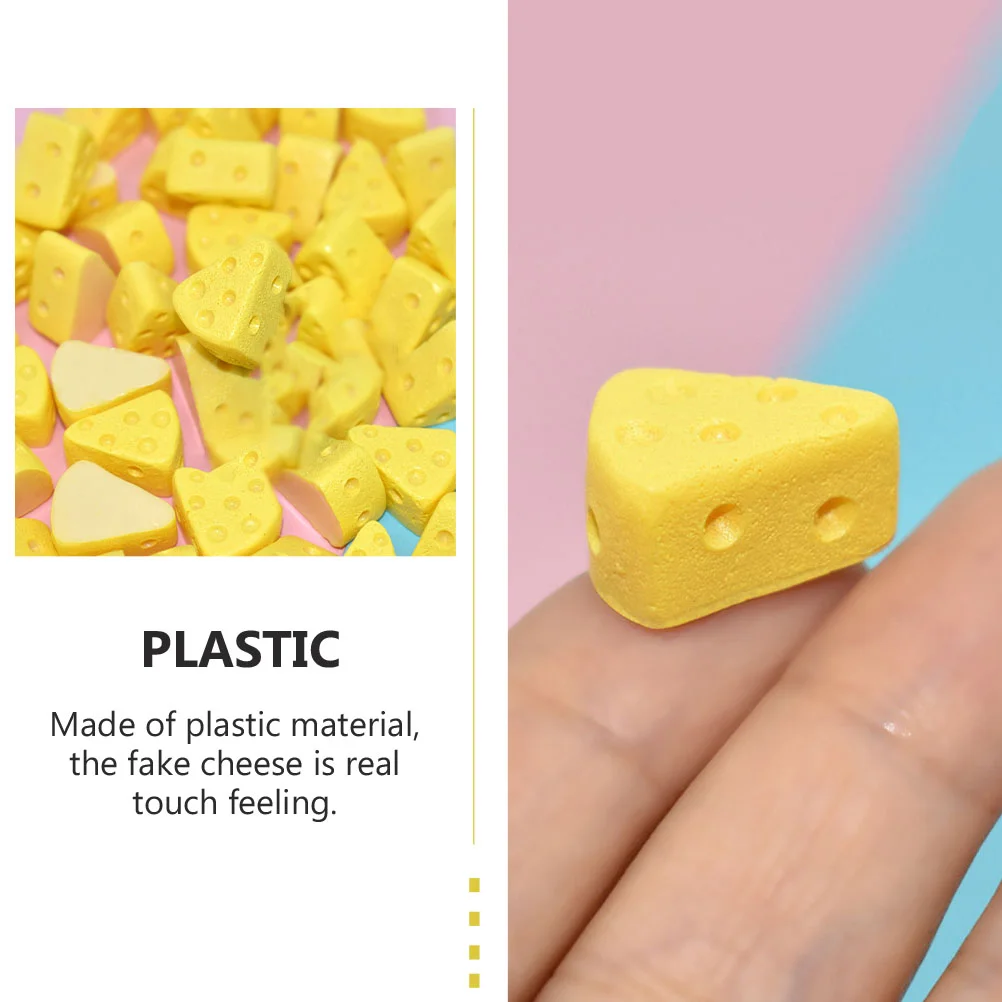 60 Pcs Simulated Cheese Miniature Food Dollhouse Decor Fake Plastic Exquisite Craft Mini Dessert Models Versatile Occasions