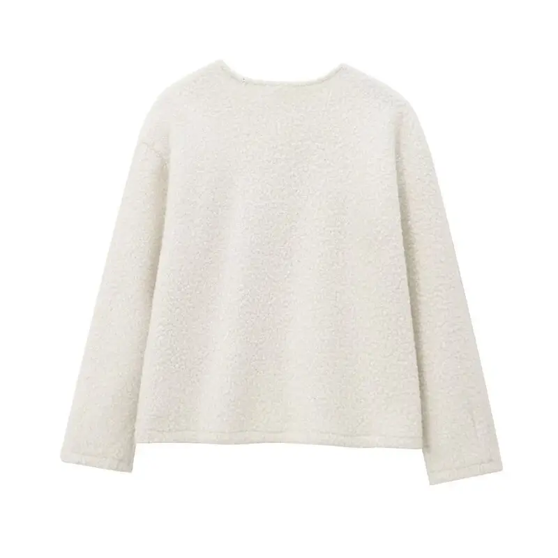 عارضة Faionable فرو الضأن تقسم Jaet المرأة ort ملابس خارجية الخريف الشتاء جديد وصول الشارع Sle ألياف البوليستر #5