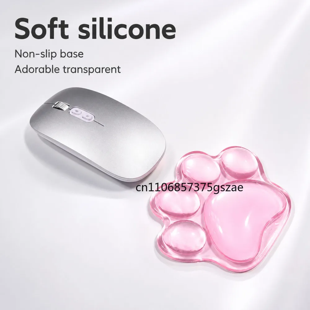 Transparent Cute Cat's Paw Shaped Mouse Pad Wrist Guard Non Slip Protection Hand Support Desktop Laptop Mouse Pad Wrist Rest