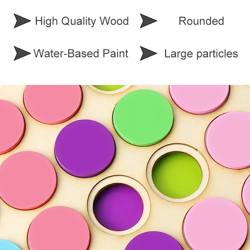 Giocattoli educativi in legno per bambini Gioco da tavolo Puzzle Giocattoli Montessori Ordinamento dei colori Carte abbinate Regali precoci per bambini