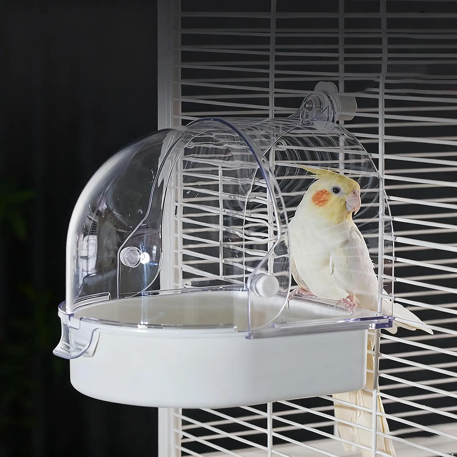

Cage Bird Bath Clear Bathtub Shower Feeder Splashproof Transparent Cage Bird Bath For Indoor Window Cockatiel Conure Canary