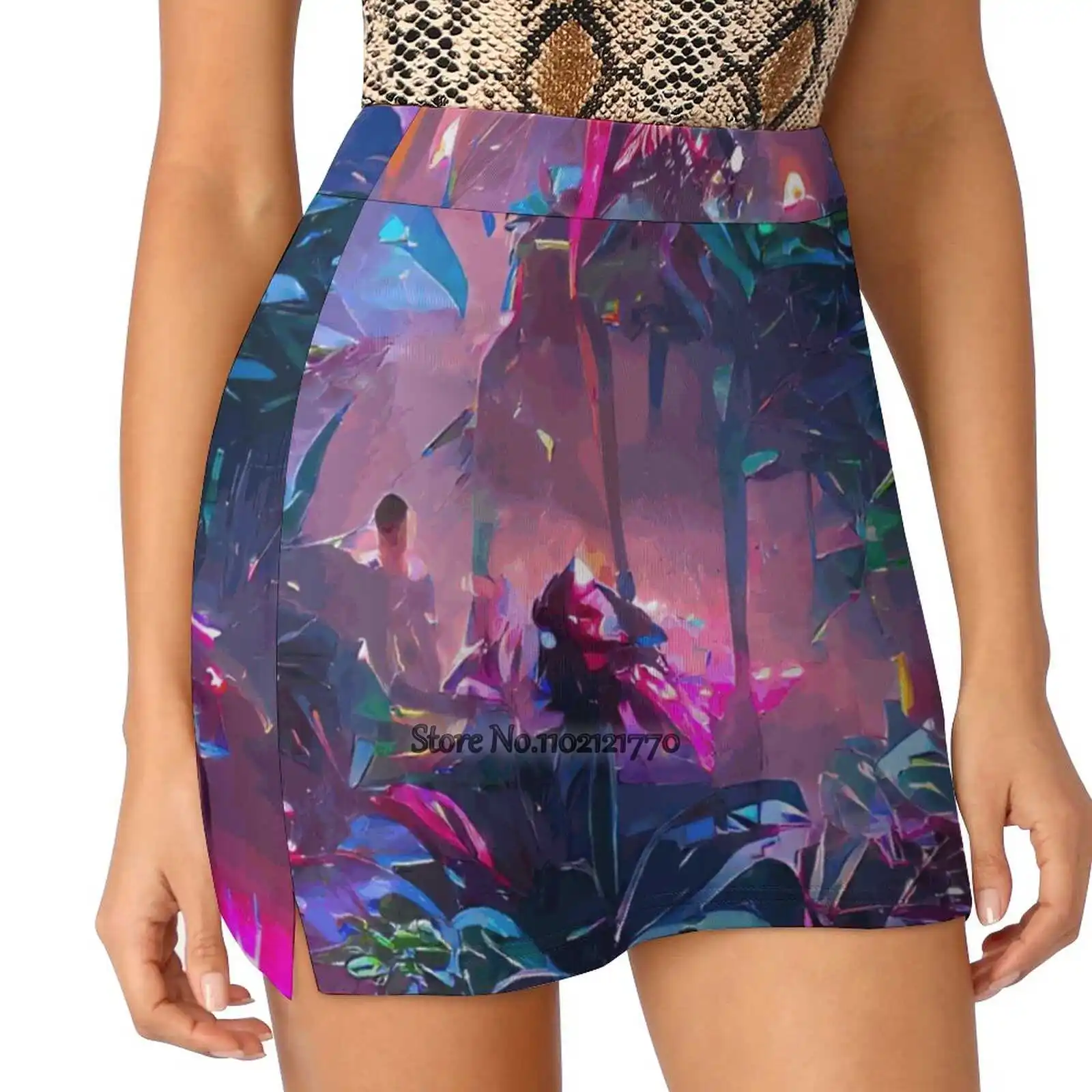 Magic Jungle Women Tennis Skirts Golf Badminton Pantskirt Sports Phone Pocket Skort Colors Abstract Forest Jungle Landscape